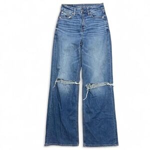 American Eagle Women's Jeans Size 000R Super High Rise Baggy Wide Leg Preppy